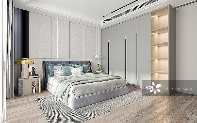 现代简约风格卧室温馨大床房图片素材