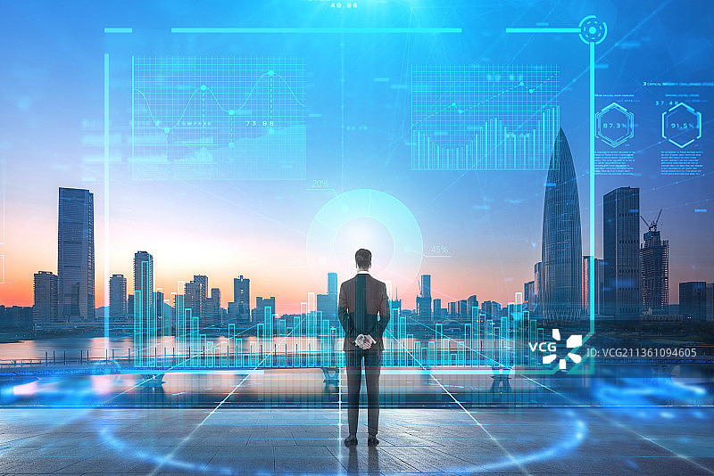 广东省深圳市南山区后海城市天际线科技展板图片素材