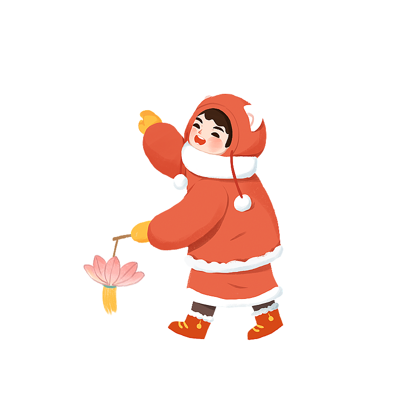 春节插画元素提着灯笼图片素材