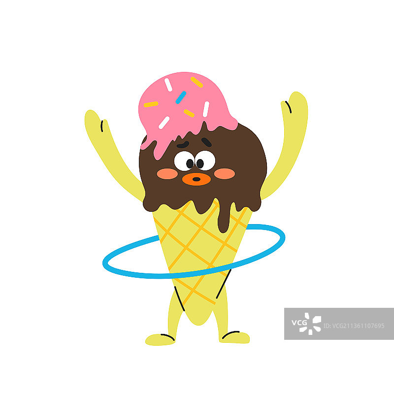 甜筒，矢量，插画，扁平风，可爱的，美食图片素材