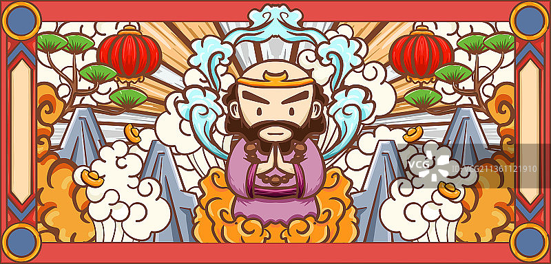 手绘卡通西游记插画沙和尚设计图片素材