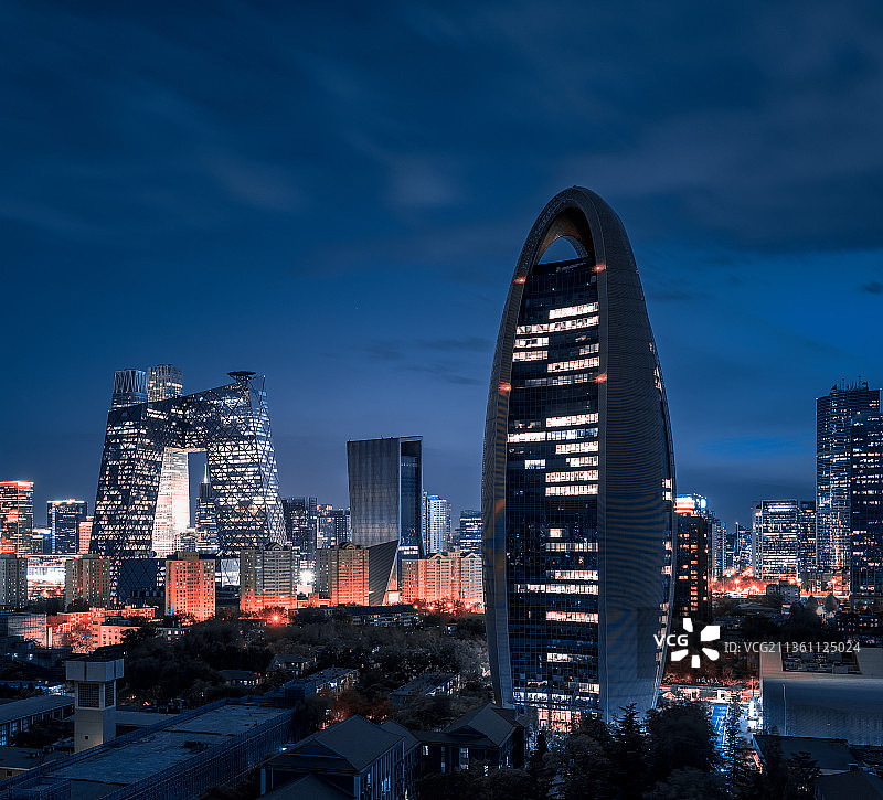 赛博朋克风北京城市夜景图片素材