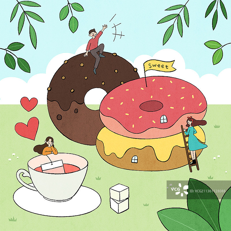 甜点，人物，甜甜圈图片素材