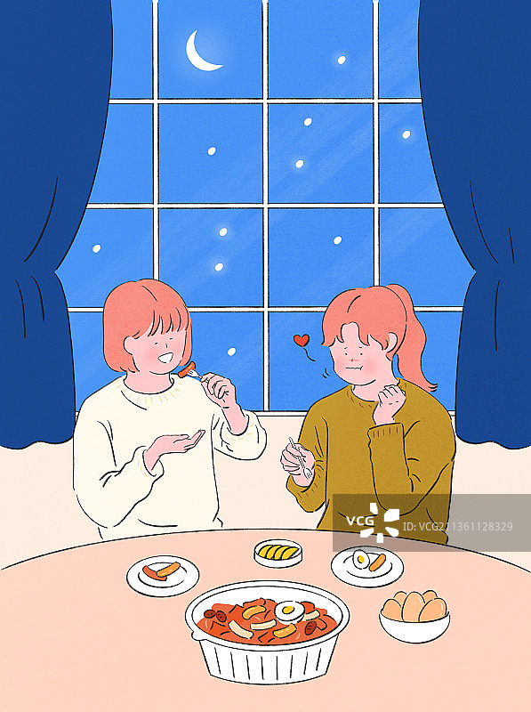 冬季夜宵：炒年糕图片素材