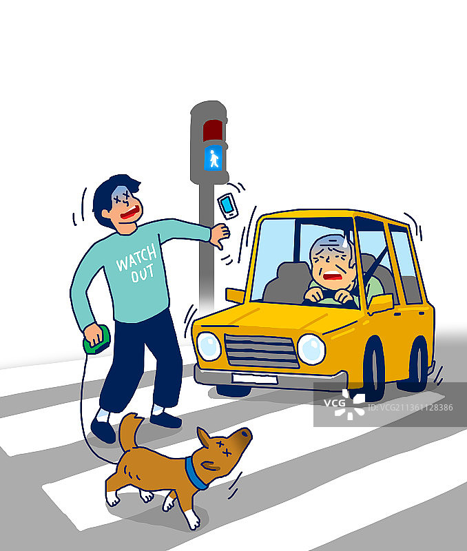 交通事故、危险、意外灾难、老年人、驾驶、驾驶员保险插画图片素材