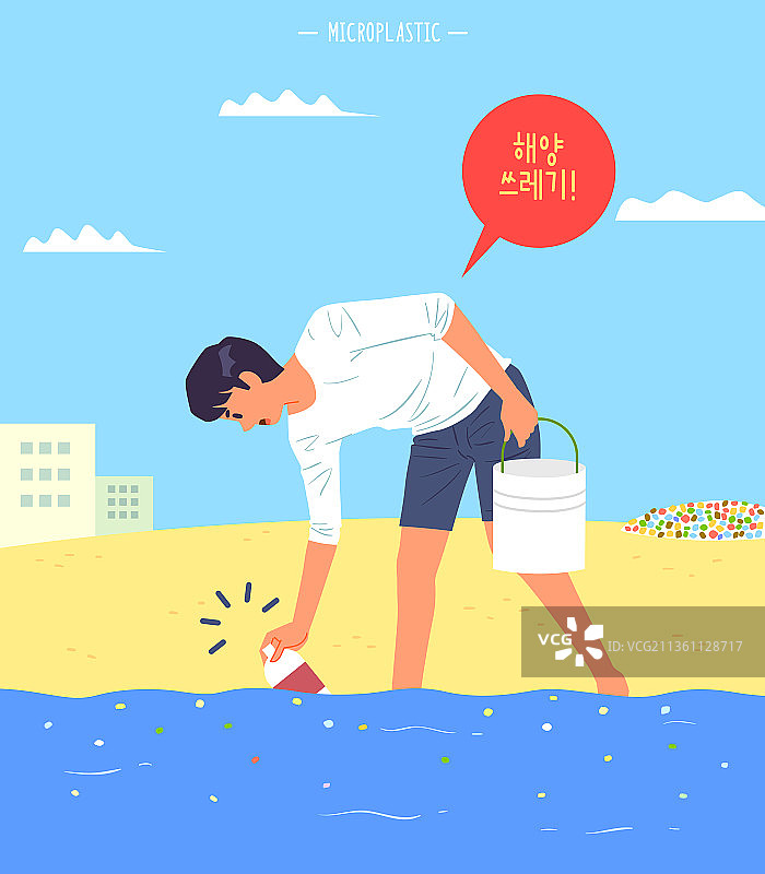 微塑料、环境保护、环境污染、海滩、塑料瓶图片素材