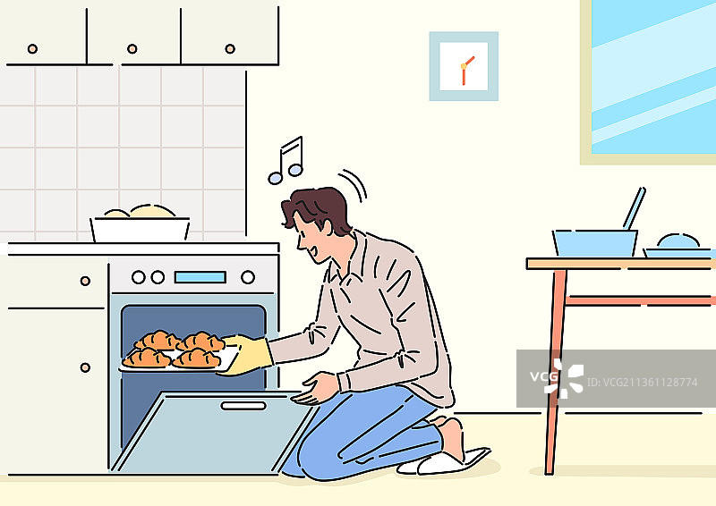 家用电器、生活方式、面包制作、爱好、烤箱图片素材