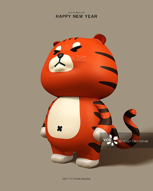 3D图像，新年虎年，野兽，2022，动作角色，活动页图片素材
