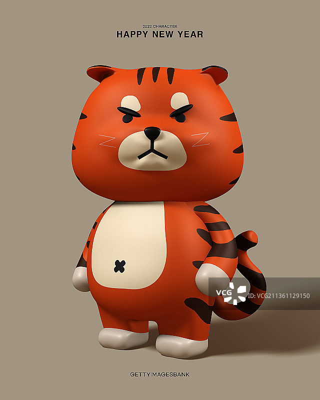 3D图像，新年虎年，野兽，2022，动作角色，活动页图片素材