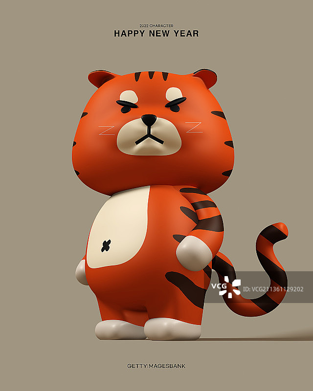 3D图像，新年虎年，野兽，2022，动作角色，活动页图片素材