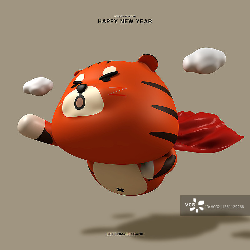 3D图像，新年虎年，野兽，2022，动作角色，活动页图片素材
