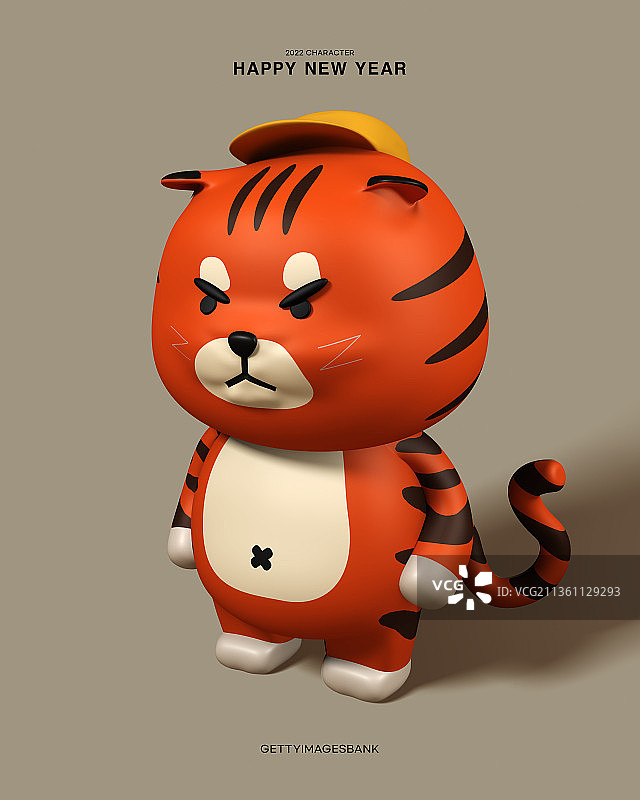 3D图像，新年虎年，野兽，2022，动作角色，活动页图片素材
