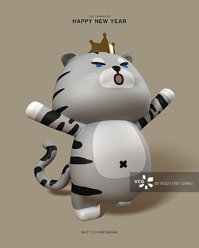 3D图像，新年虎年，野兽，2022，动作角色，活动页图片素材