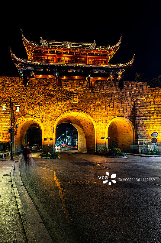 苏州老阊门夜色图片素材