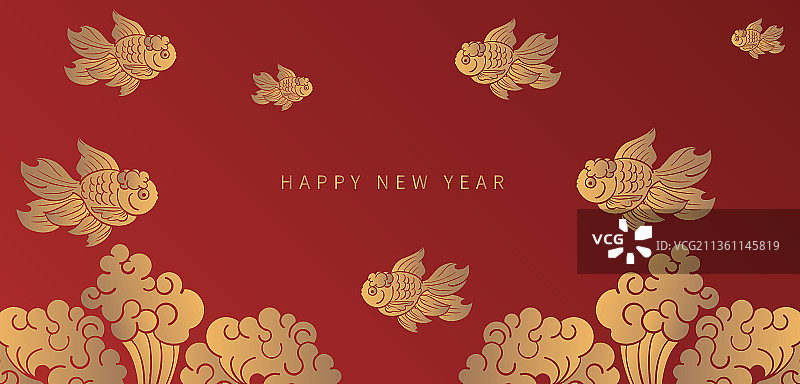 手绘简约大气吉祥金鱼元素会议背景素材设计图片素材