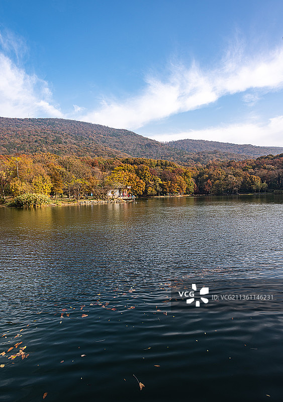 江苏南京明孝陵.紫霞湖秋色自然风光图片素材