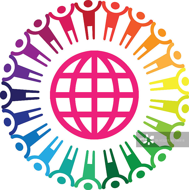 手牵手的人们与世界图片素材