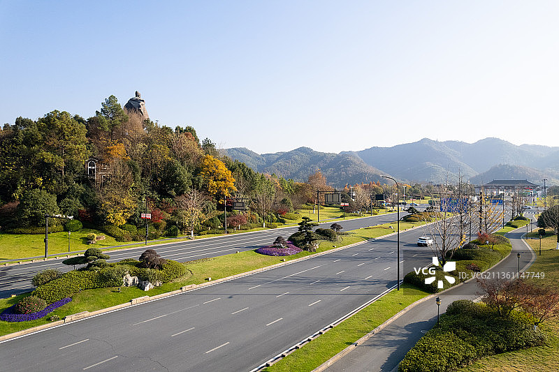 航拍临安市郊快速路图片素材