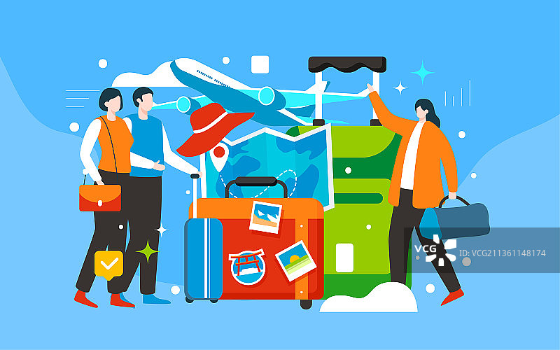 旅游人物插画假期出行户外自由行活动海报图片素材