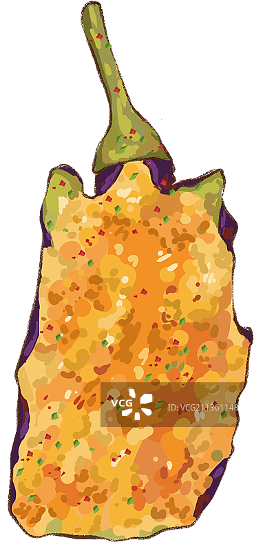 手绘烤串之烤茄子图片素材