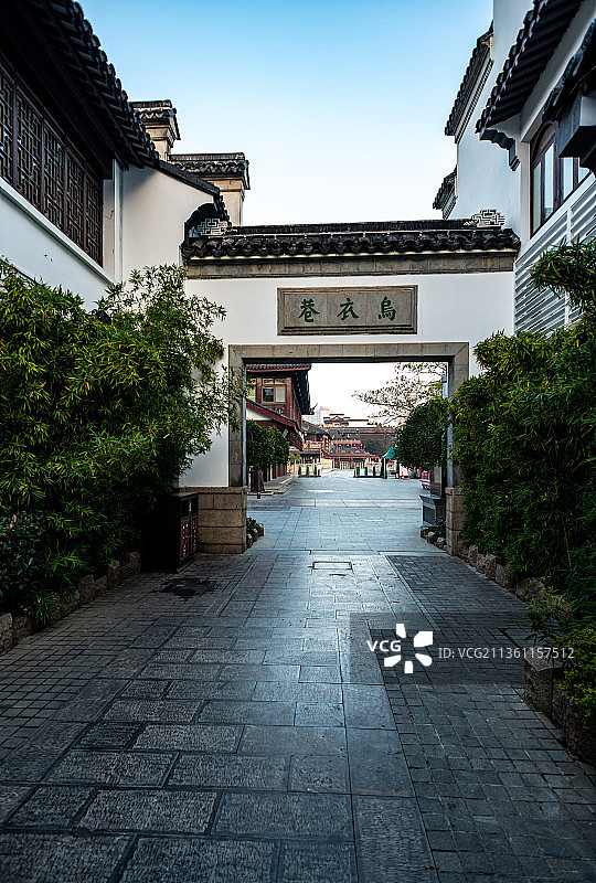 冬日清晨的南京夫子庙秦淮河.天下文枢图片素材