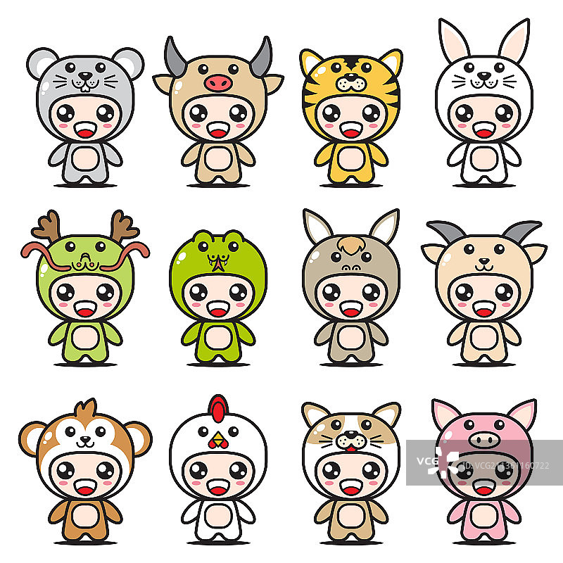 12生肖吉祥物合集图片素材