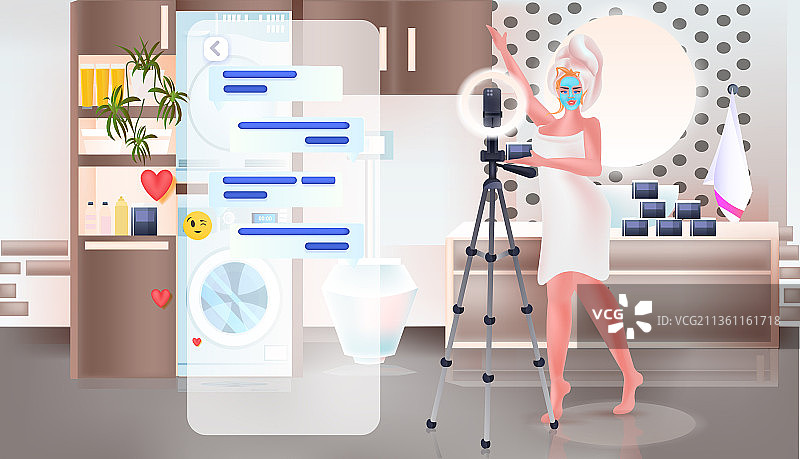 美妆博主敷面膜展示潮流图片素材