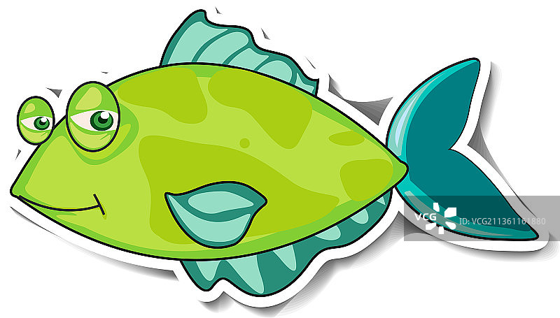 可爱的鱼海洋动物卡通贴纸图片素材