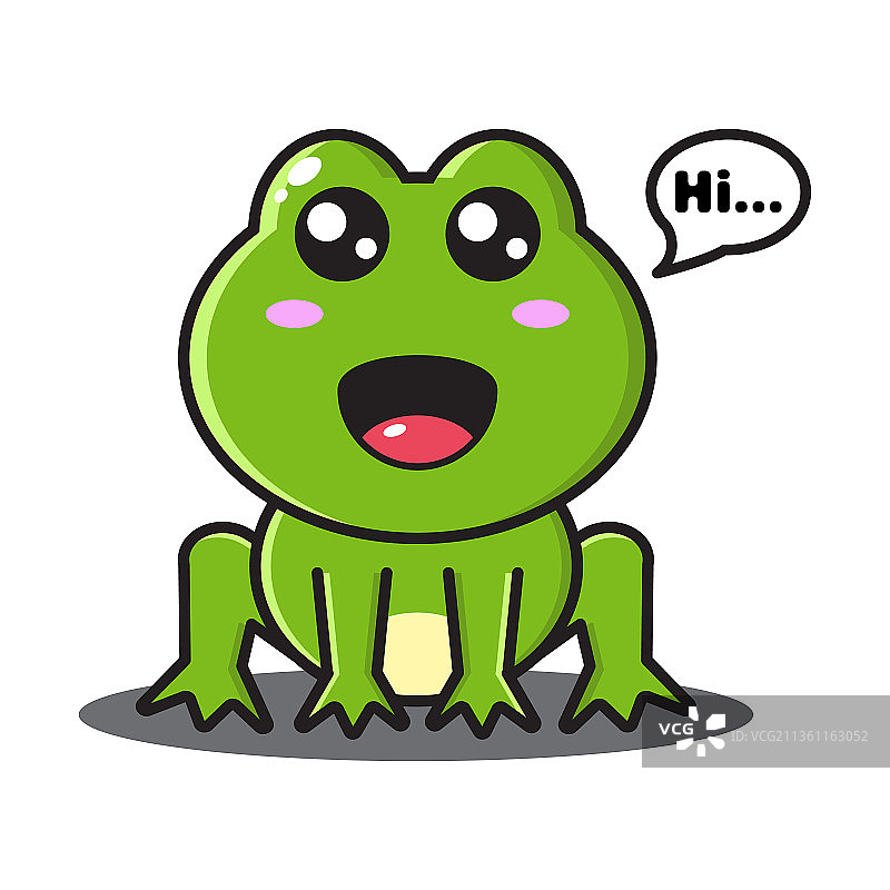 白色背景中可爱的绿色青蛙图片素材
