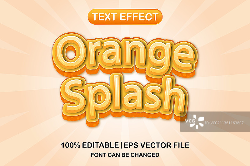 3D可编辑橙色飞溅文字效果图片素材
