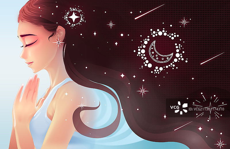 冥想的女孩图片素材