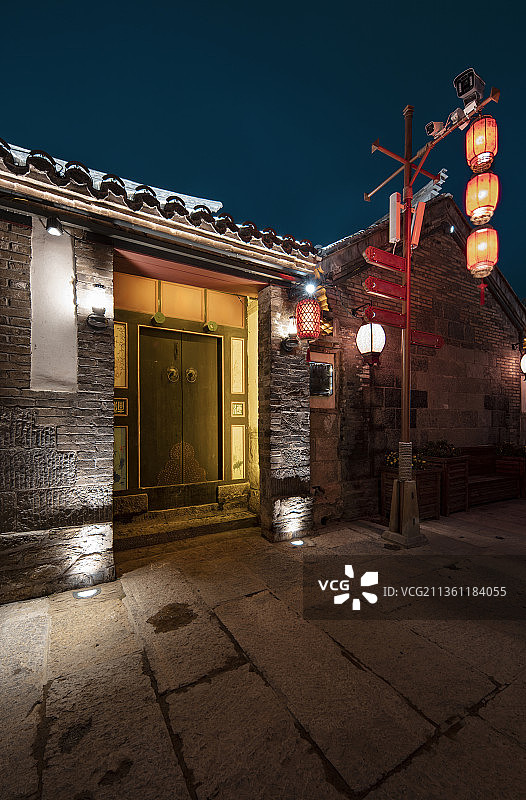 烟台所城里夜景图片素材