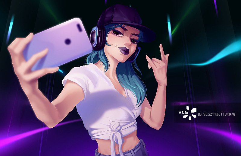 手机音乐酷女孩图片素材