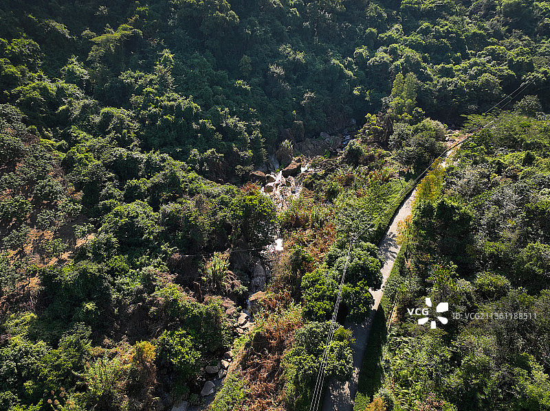 广东省深圳市坪山区碧岭马峦山郊野公园西北门航拍图片素材