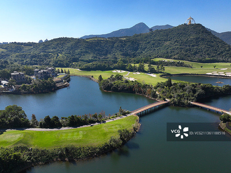 广东省深圳市盐田区东部华侨城云海谷体育公园航拍图片素材