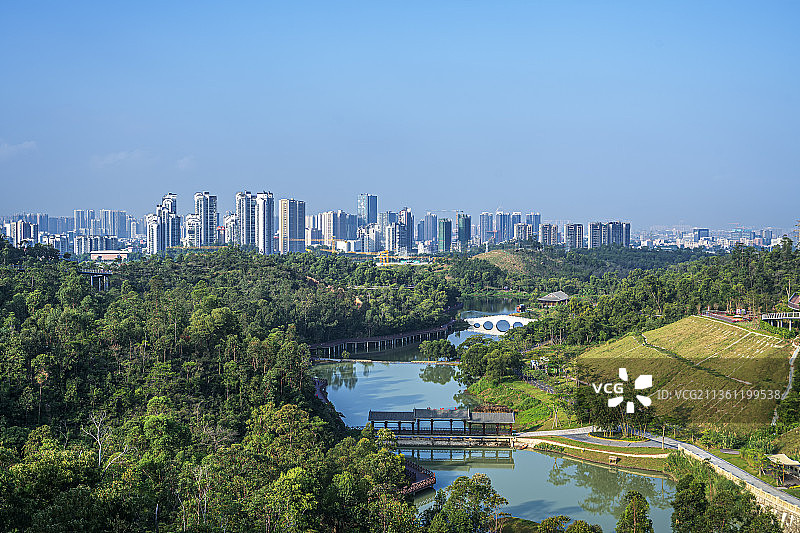 广东珠海城市风光香山湖公园图片素材