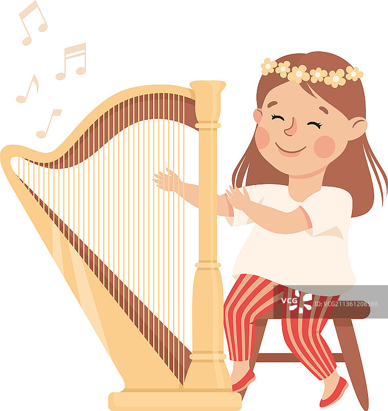 坐在椅子上玩耍的微笑小女孩图片素材