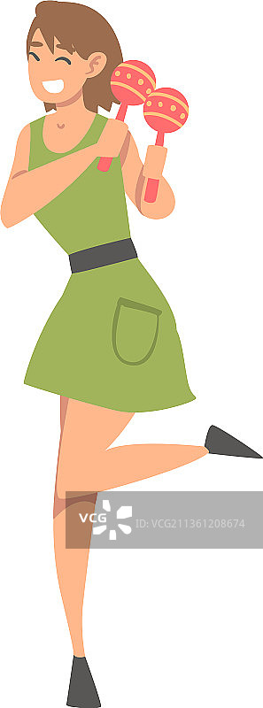 演奏音乐的微笑女音乐家图片素材