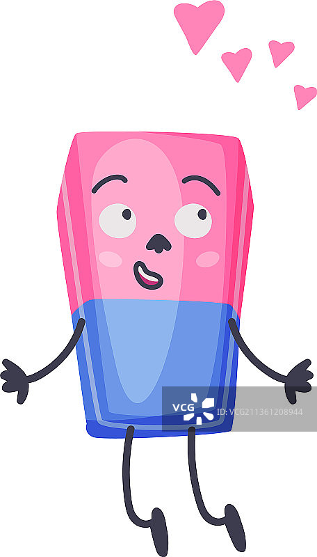 有趣的拟人化办公用品橡皮擦图片素材