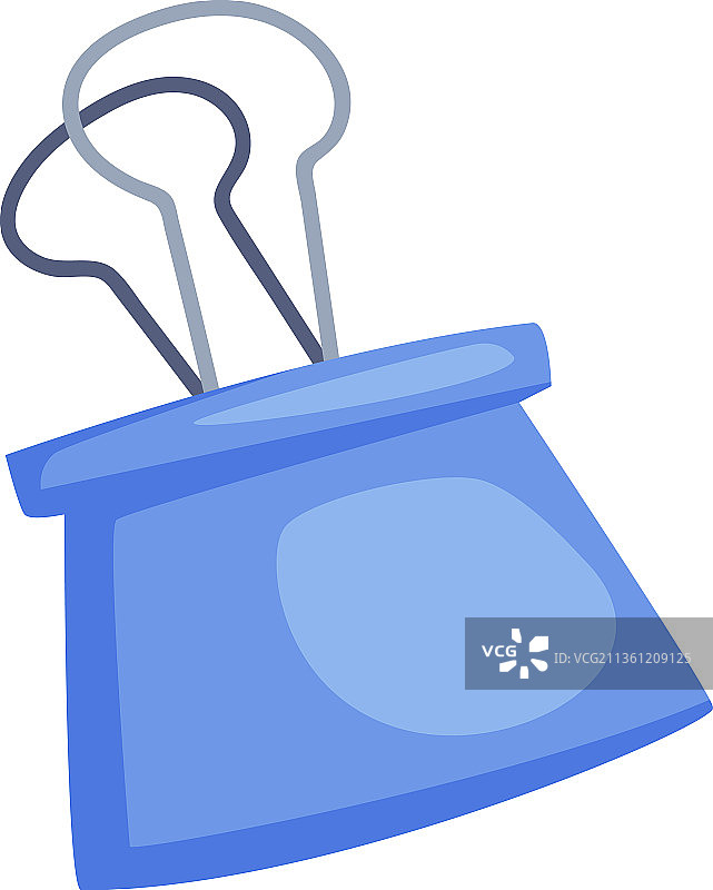 蓝色长尾夹或纸夹办公用品图片素材