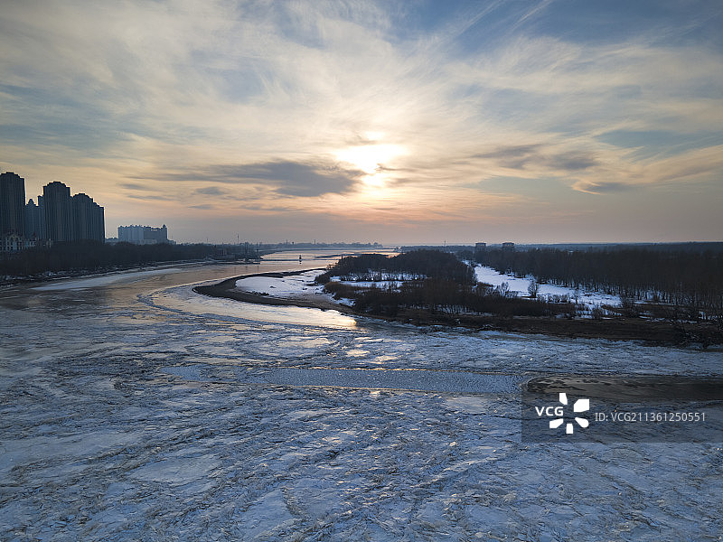 日落冰河图片素材