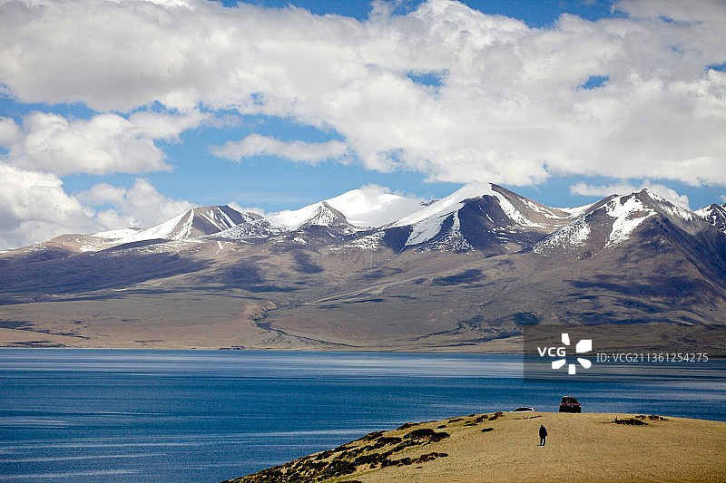 圣湖之湖玛旁雍措和神山那木纳尼图片素材