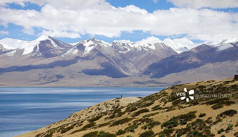 圣湖之湖玛旁雍措和神山那木纳尼图片素材