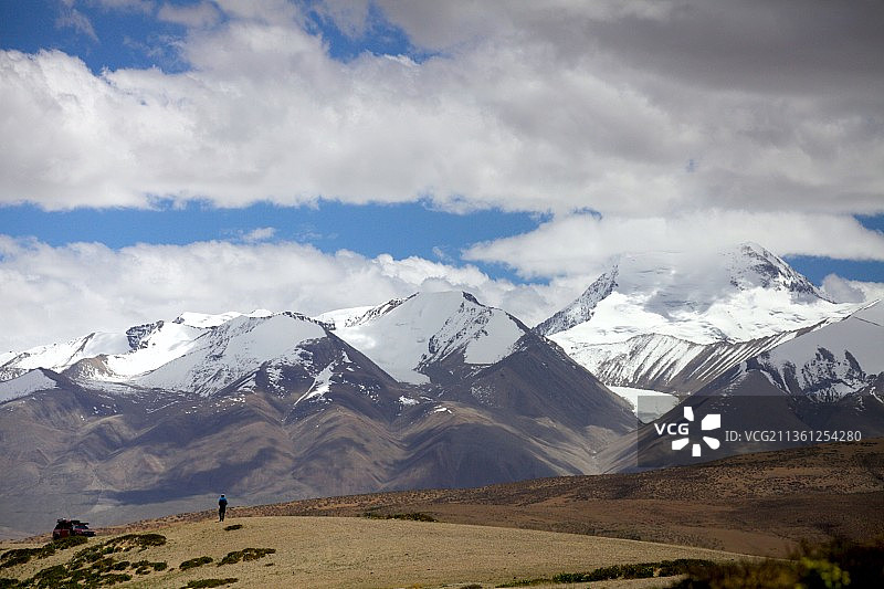 圣湖之湖玛旁雍措和神山那木纳尼图片素材