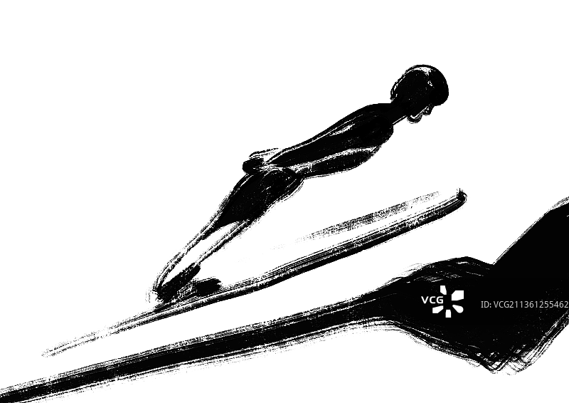 北京运动会体育项目抽象水墨插画设计元素图片素材