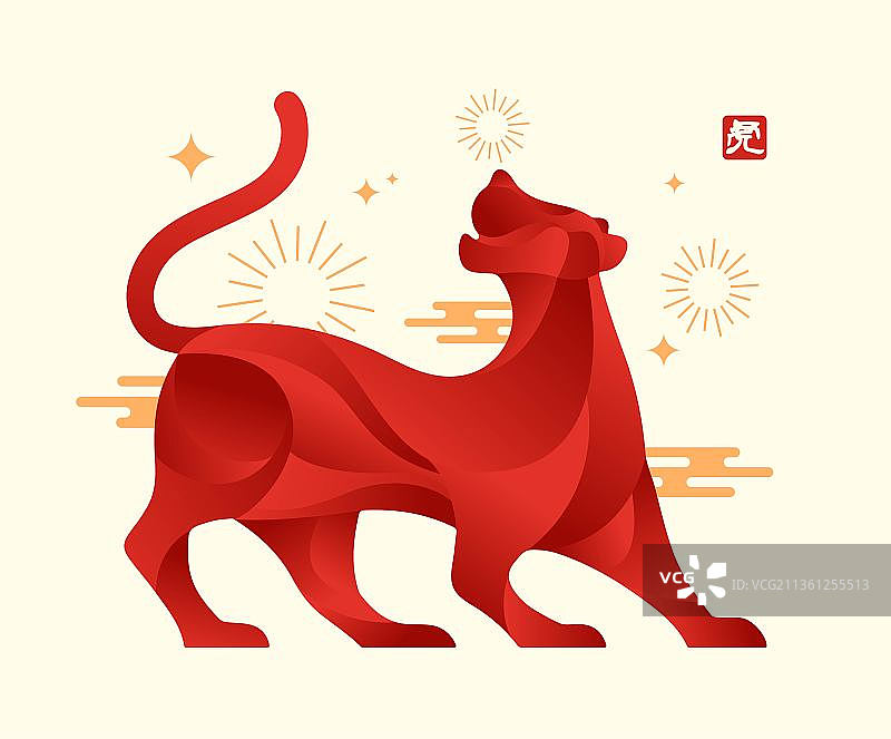 国风简约渐变老虎喜庆贺图图片素材
