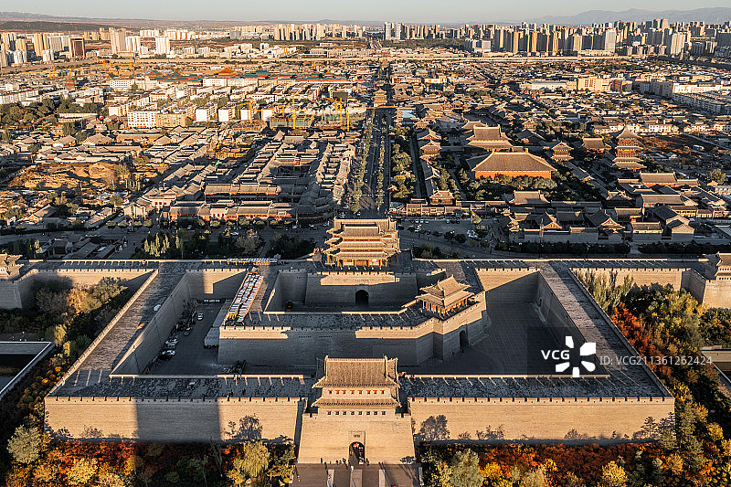 航拍大同城市风光图片素材