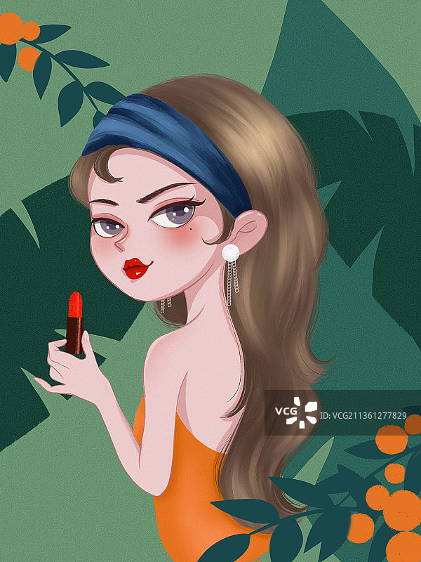 少女插画设计图片素材