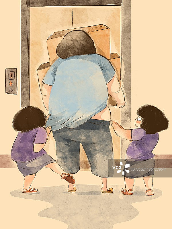 尖叫小孩-搬东西图片素材