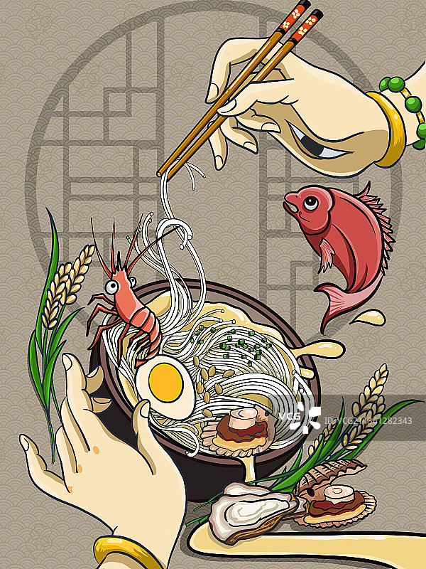 食物插画-面条图片素材
